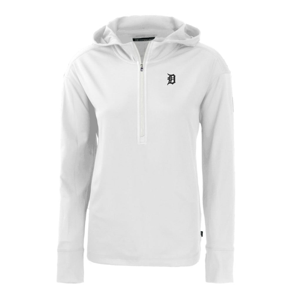 White Detroit Tigers Cutter & Buck Women's Daybreak Eco Recycled Half-Zip Hoodie