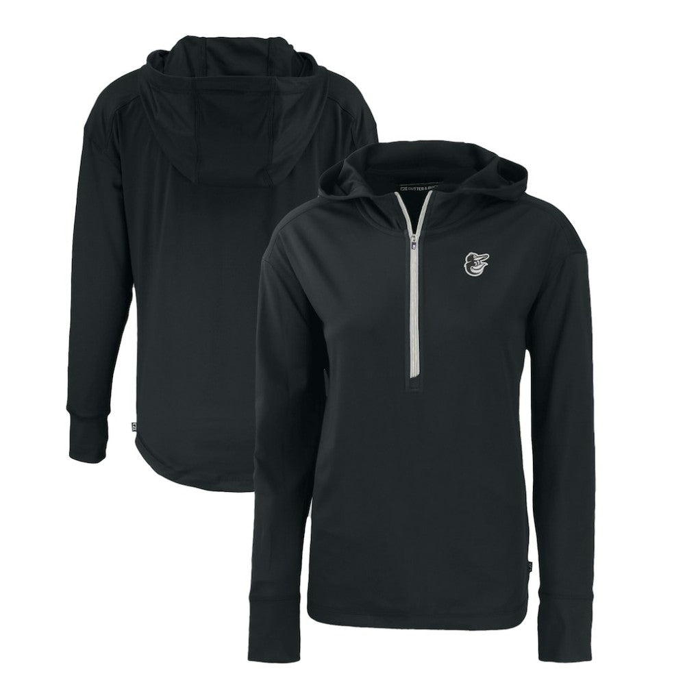 Black Baltimore Orioles Cutter & Buck Women's Daybreak Eco Recycled Half-Zip Hoodie