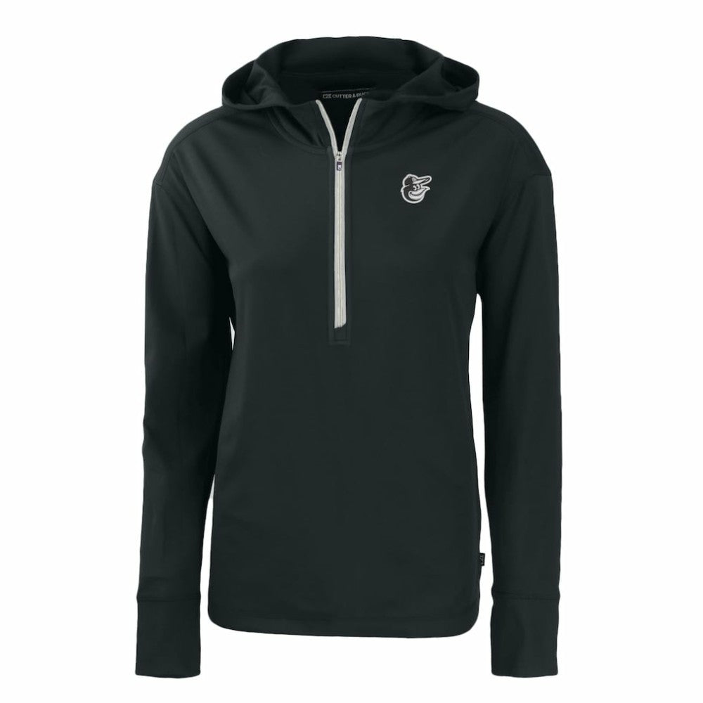 Black Baltimore Orioles Cutter & Buck Women's Daybreak Eco Recycled Half-Zip Hoodie