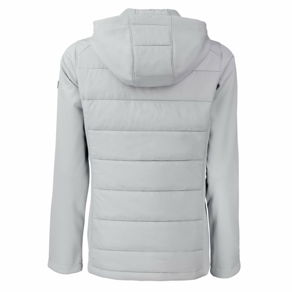 Gray Detroit Tigers Cutter & Buck Women's Evoke Hybrid Eco Softshell Recycled Full-Zip Hooded Jacket