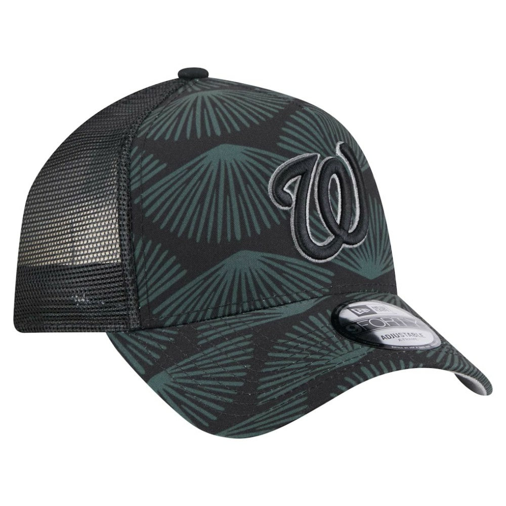Black Washington Nationals New Era 9FORTY A-Frame Trucker Adjustable Hat