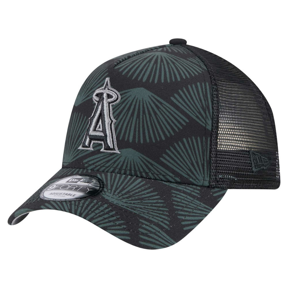 Black Los Angeles Angels New Era 9FORTY A-Frame Trucker Adjustable Hat