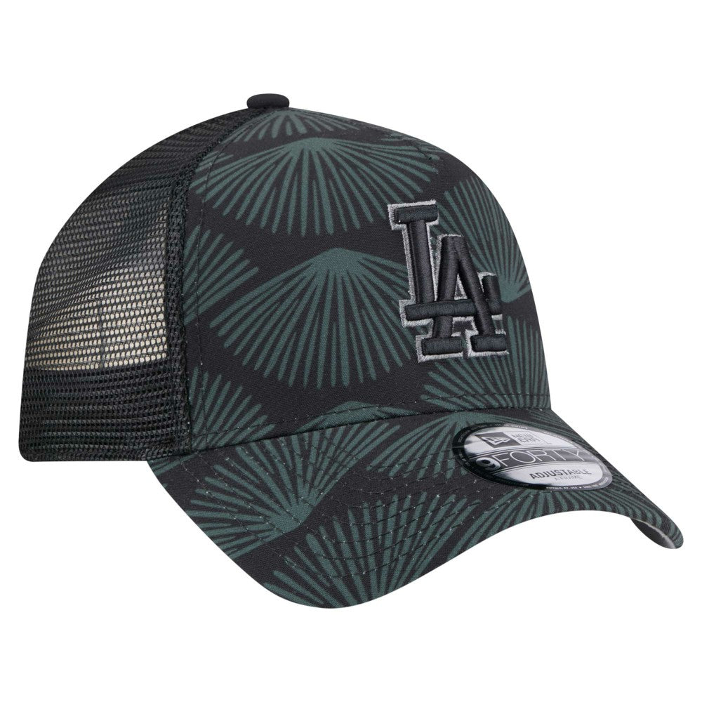 Black Los Angeles Dodgers New Era 9FORTY A-Frame Trucker Adjustable Hat
