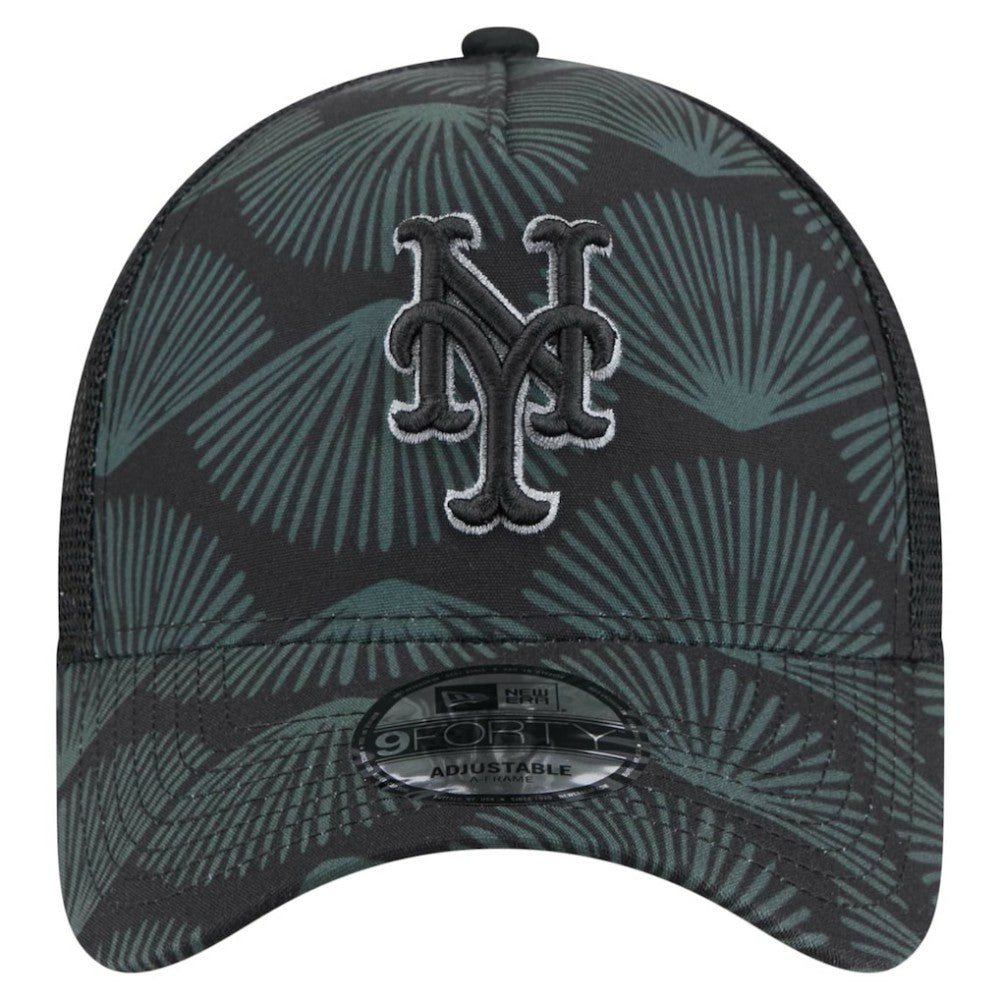 Black New York Mets New Era 9FORTY A-Frame Trucker Adjustable Hat
