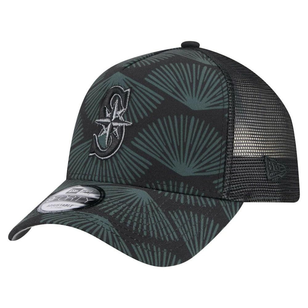 Black Seattle Mariners New Era 9FORTY A-Frame Trucker Adjustable Hat