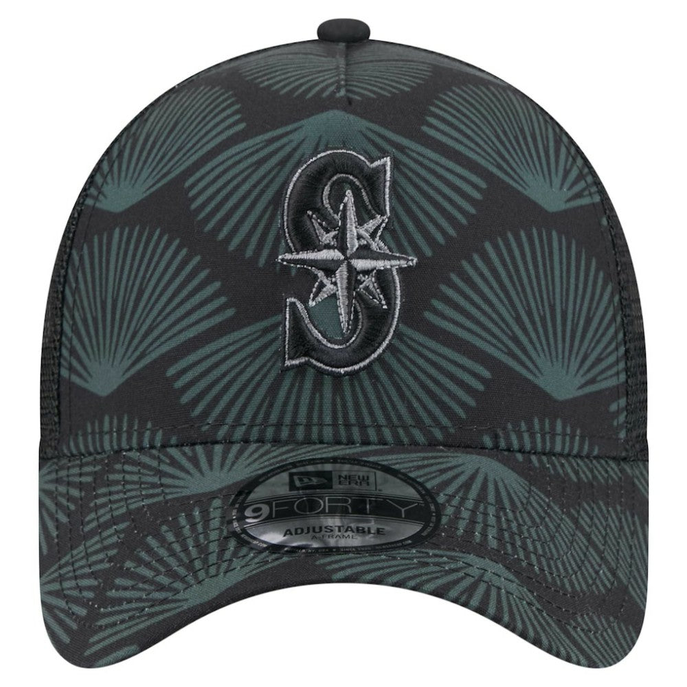 Black Seattle Mariners New Era 9FORTY A-Frame Trucker Adjustable Hat