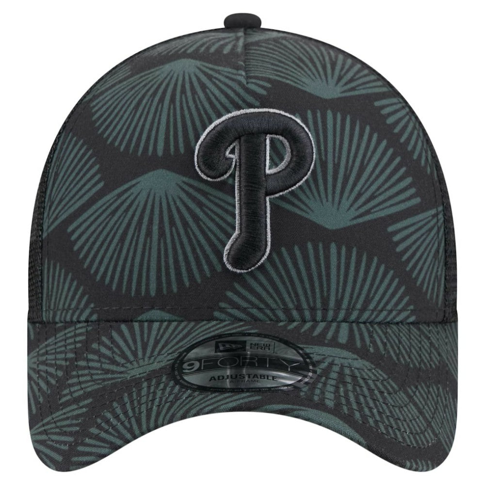 Black Philadelphia Phillies New Era 9FORTY A-Frame Trucker Adjustable Hat