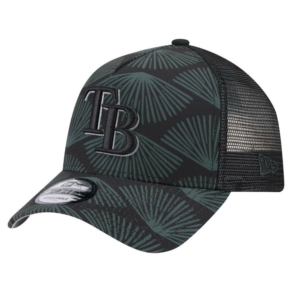 Black Tampa Bay Rays New Era 9FORTY A-Frame Trucker Adjustable Hat