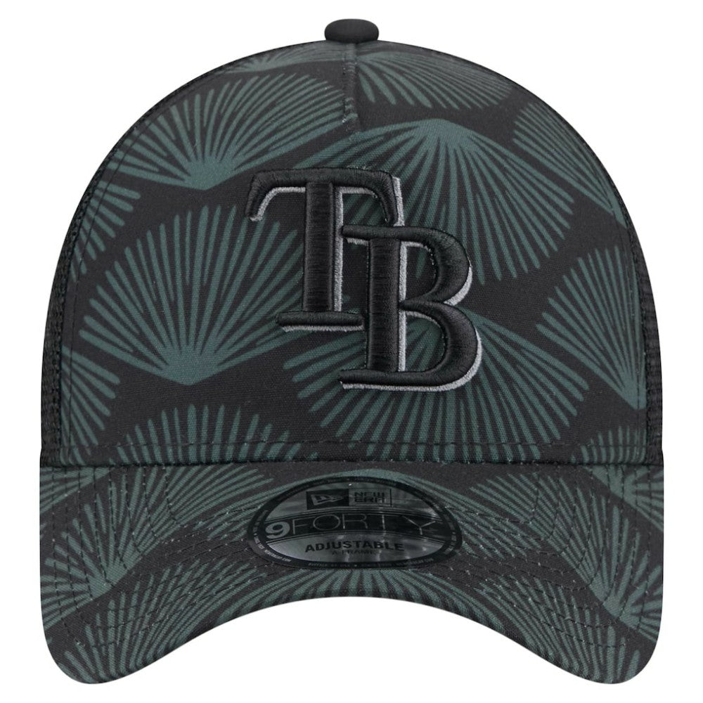 Black Tampa Bay Rays New Era 9FORTY A-Frame Trucker Adjustable Hat