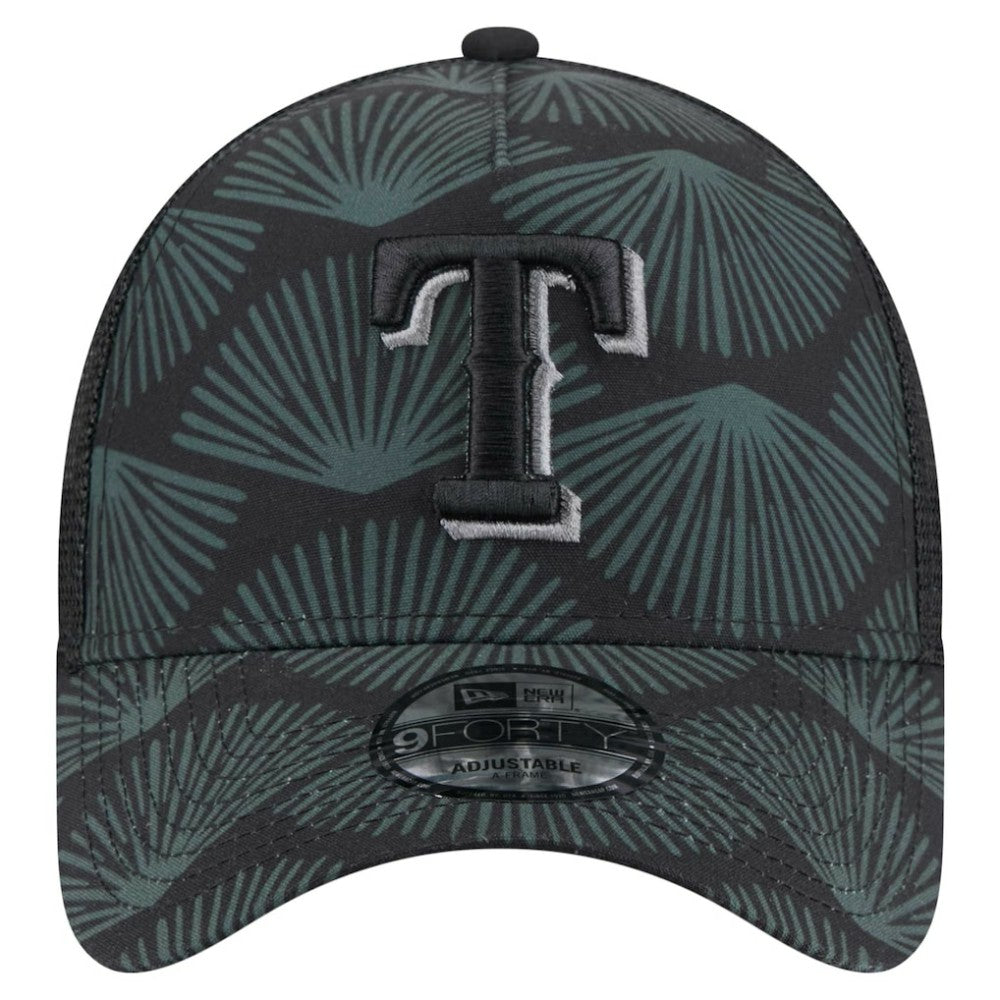Black Texas Rangers New Era 9FORTY A-Frame Trucker Adjustable Hat