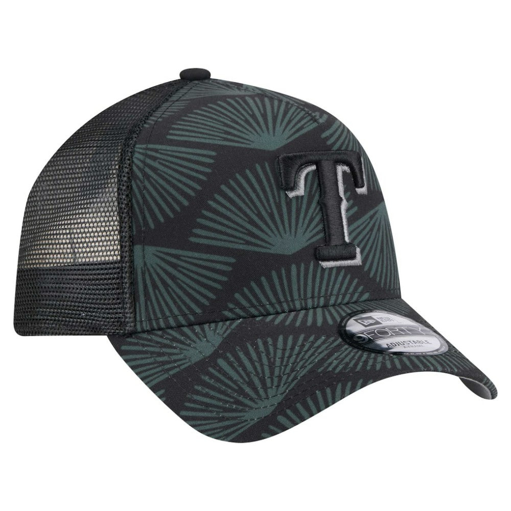 Black Texas Rangers New Era 9FORTY A-Frame Trucker Adjustable Hat