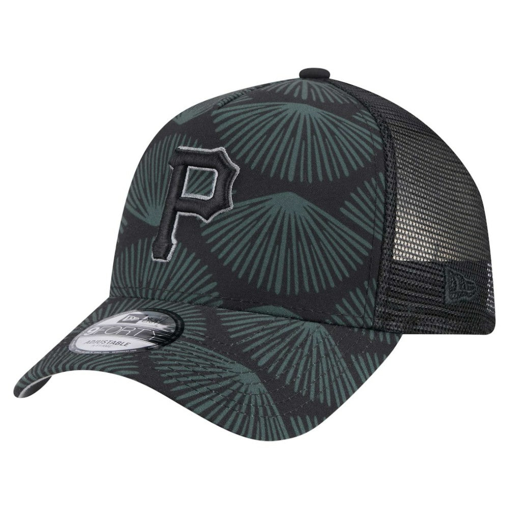 Black Pittsburgh Pirates New Era 9FORTY A-Frame Trucker Adjustable Hat