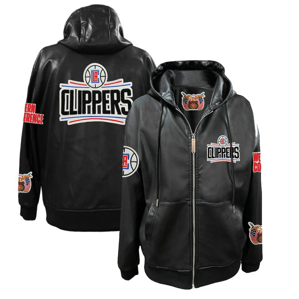 LA Clippers Jeff Hamilton Vegan Leather Full-Zip Hoodie
