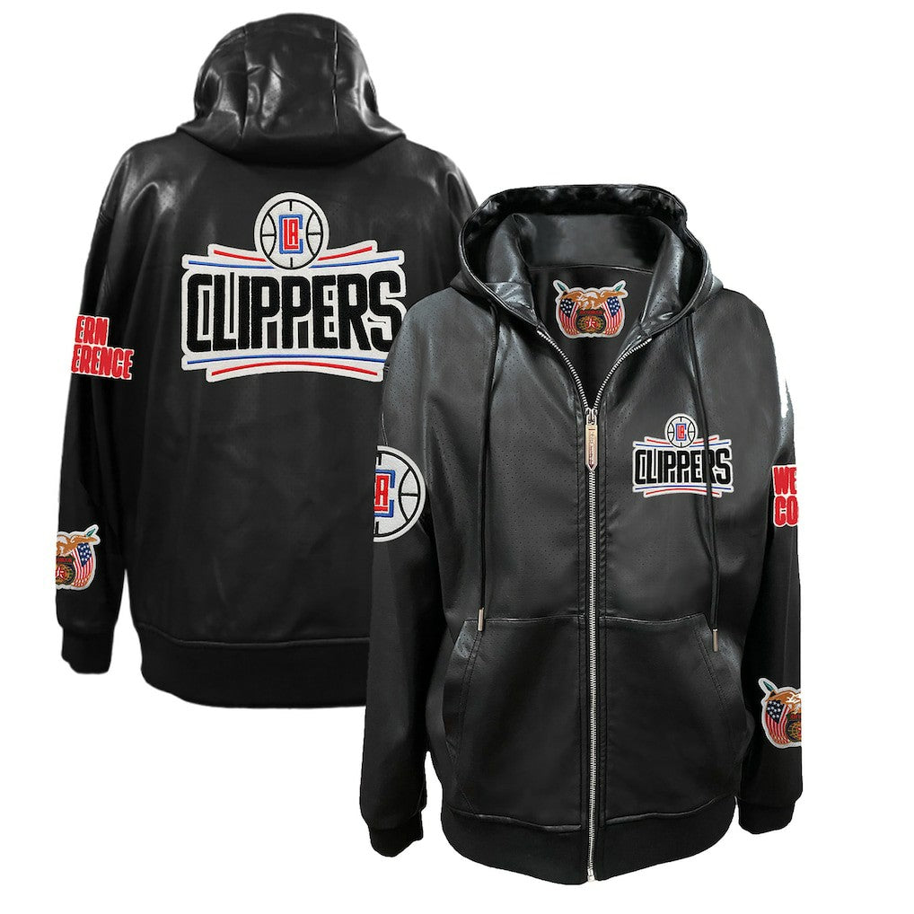 LA Clippers Jeff Hamilton Vegan Leather Full-Zip Hoodie