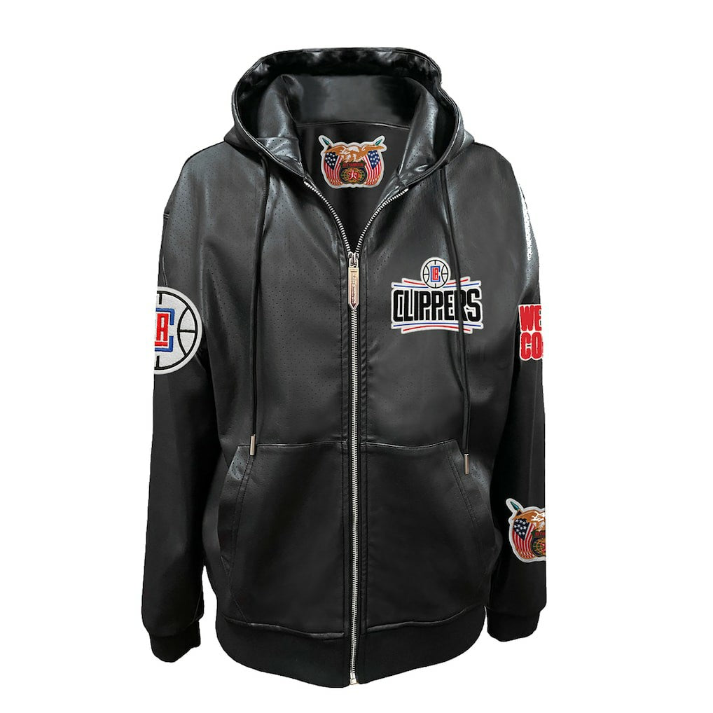 LA Clippers Jeff Hamilton Vegan Leather Full-Zip Hoodie
