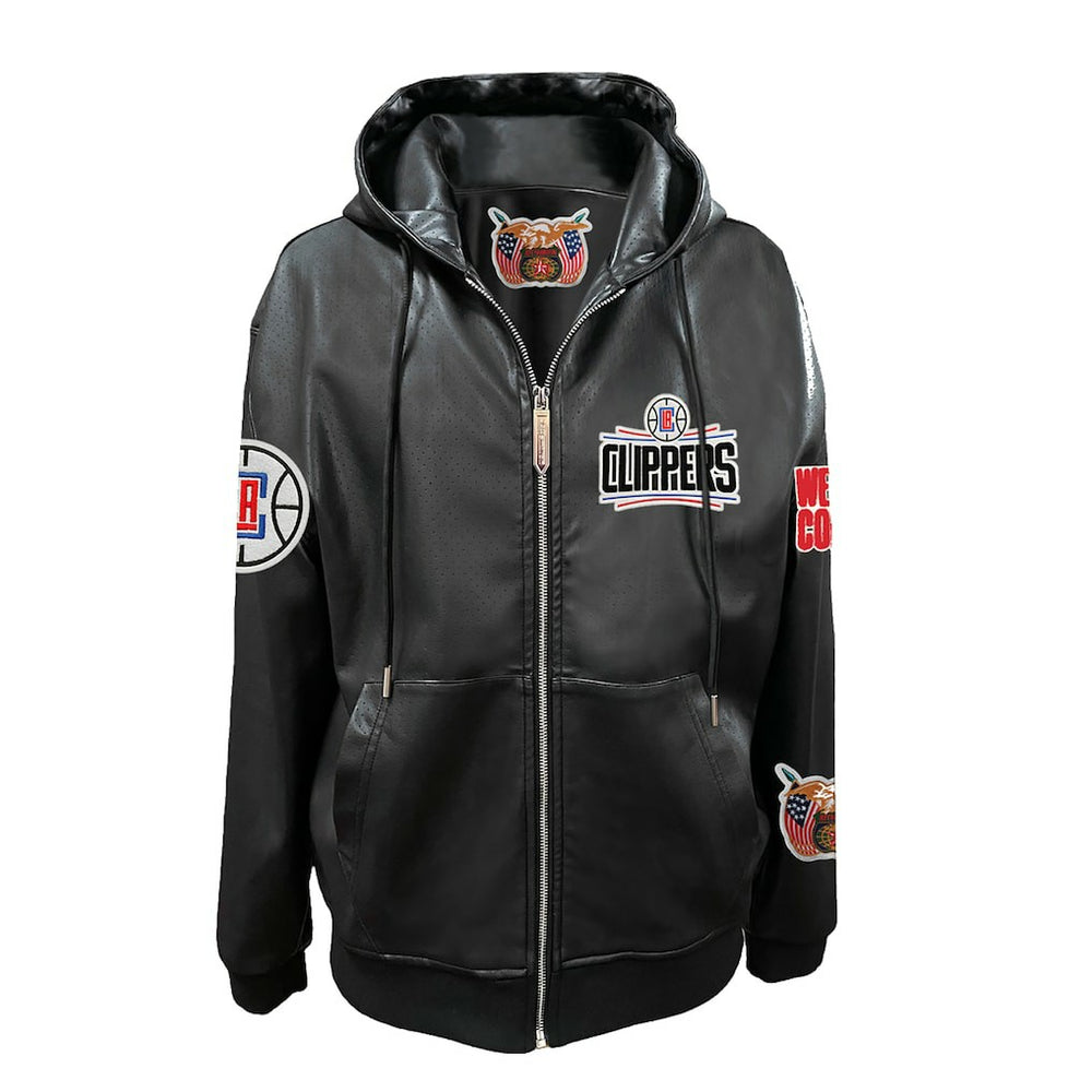 LA Clippers Jeff Hamilton Vegan Leather Full-Zip Hoodie
