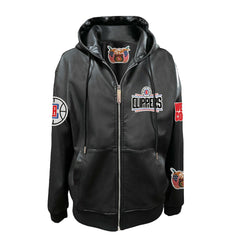 LA Clippers Jeff Hamilton Vegan Leather Full-Zip Hoodie