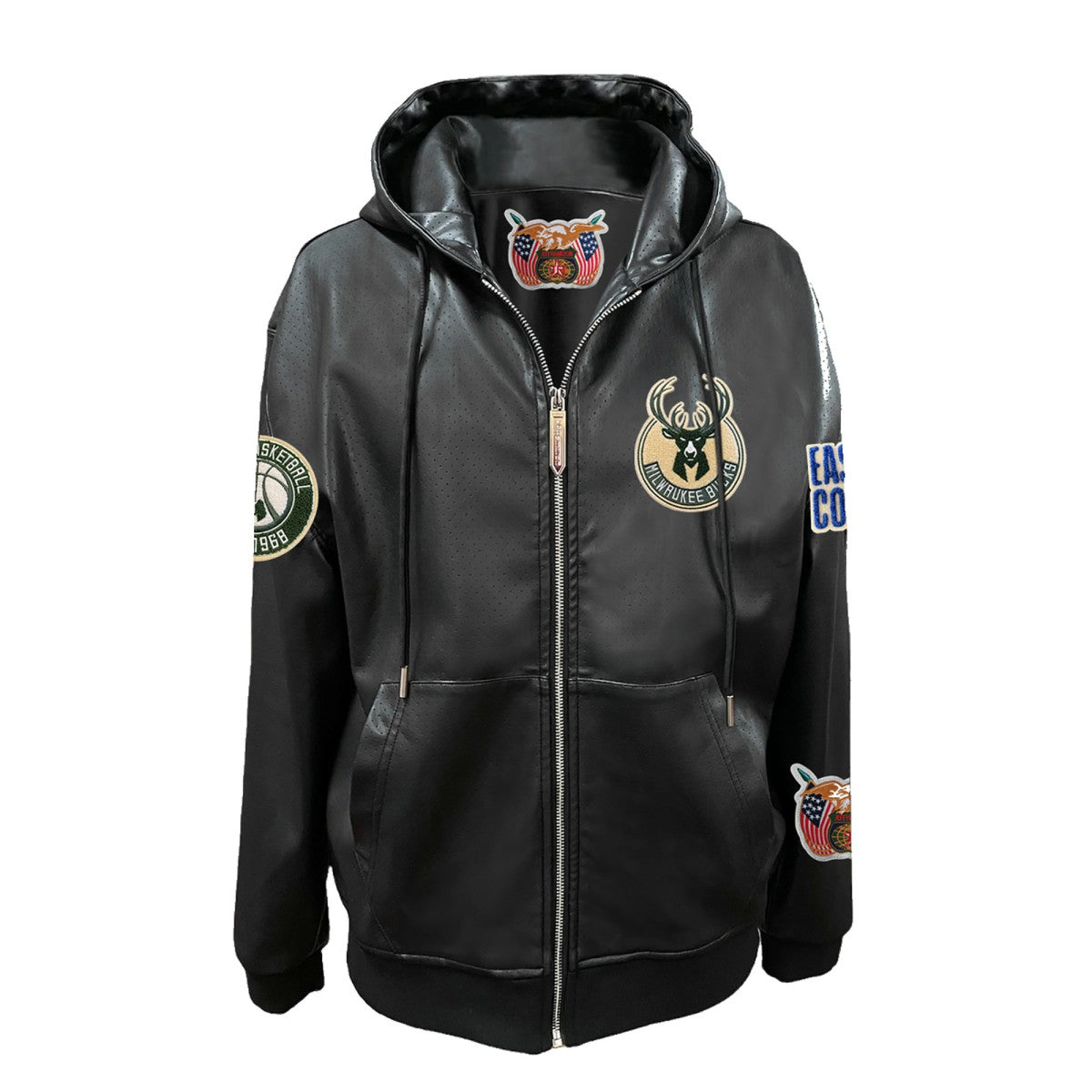 Milwaukee Bucks Jeff Hamilton Vegan Leather Full-Zip Hoodie