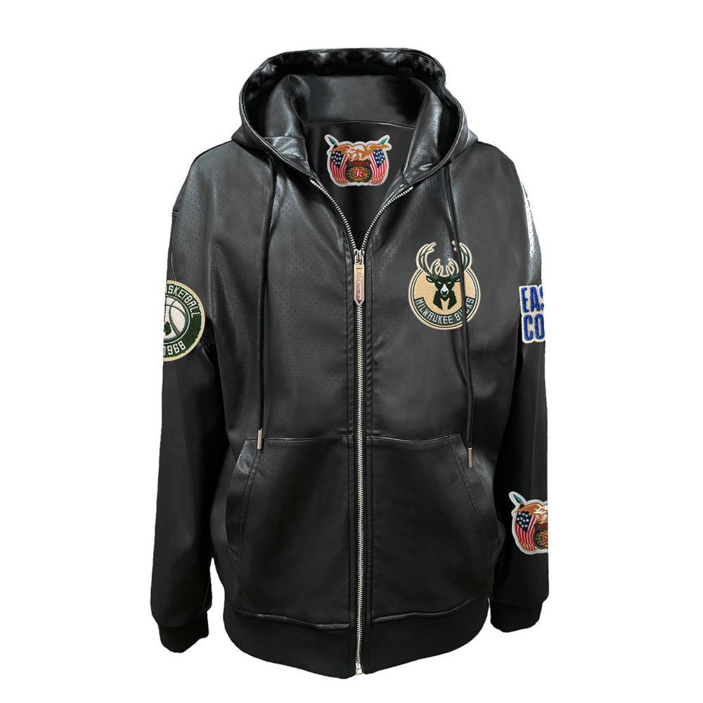 Milwaukee Bucks Jeff Hamilton Vegan Leather Full-Zip Hoodie