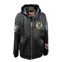 Milwaukee Bucks Jeff Hamilton Vegan Leather Full-Zip Hoodie