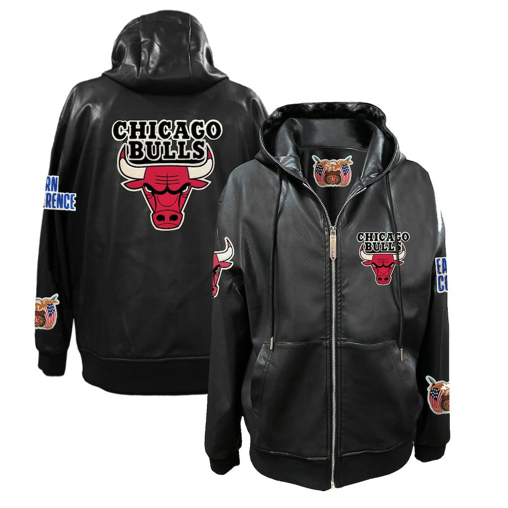 Chicago Bulls Jeff Hamilton Vegan Leather Full-Zip Hoodie