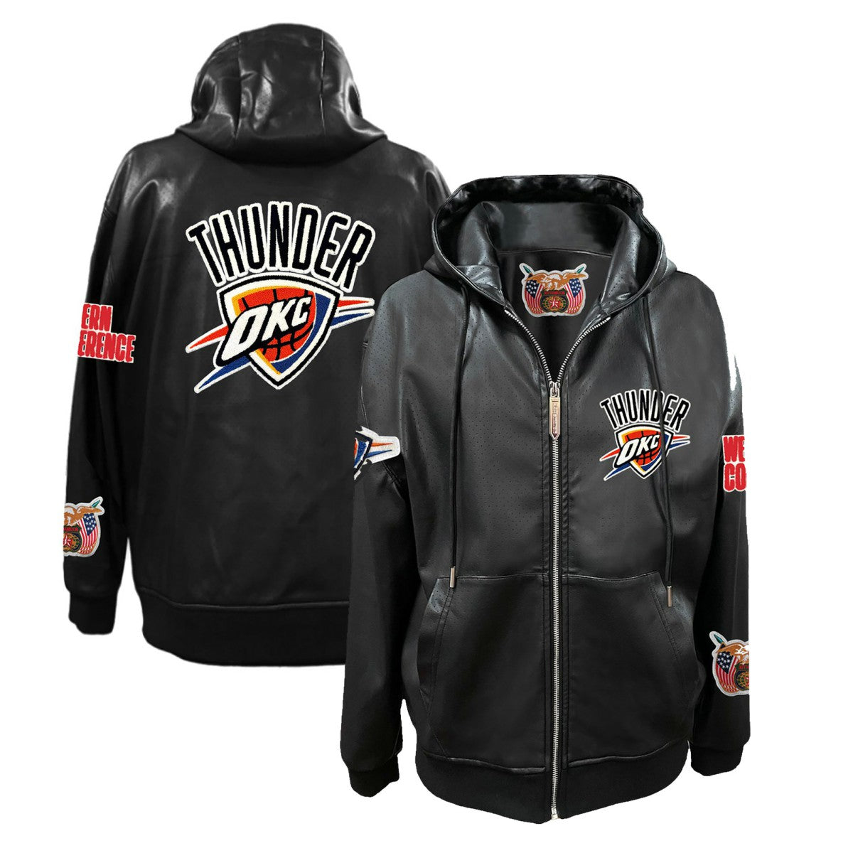 Oklahoma City Thunder Jeff Hamilton Vegan Leather Full-Zip Hoodie