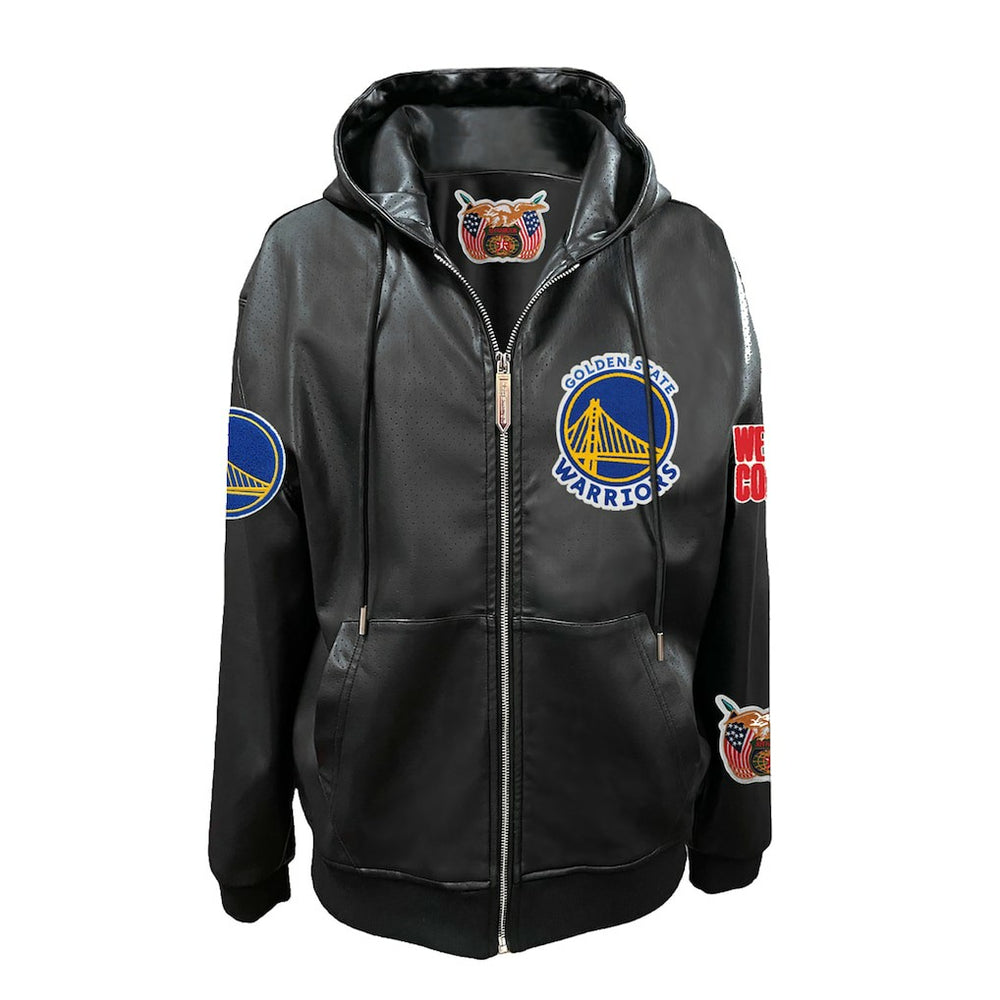 Golden State Warriors Jeff Hamilton Vegan Leather Full-Zip Hoodie sale