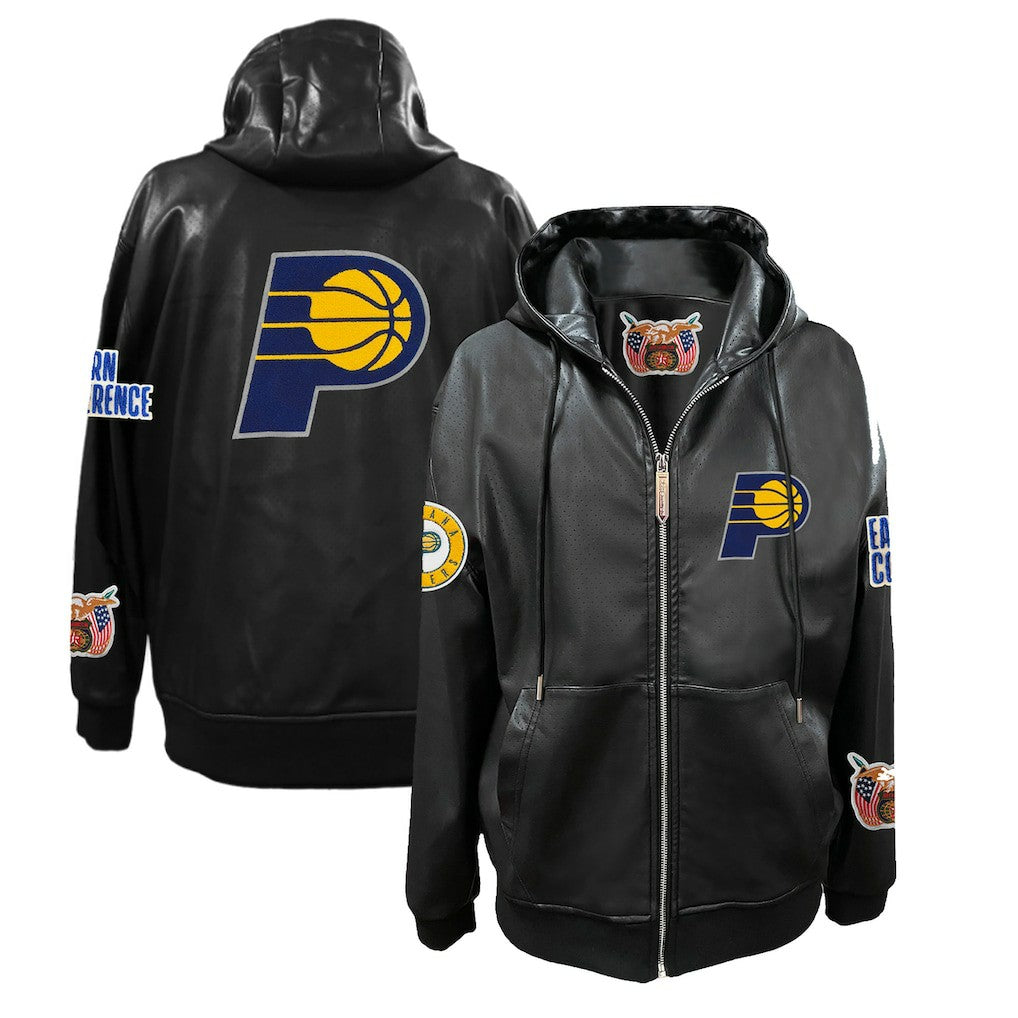 Indiana Pacers Jeff Hamilton Vegan Leather Full-Zip Hoodie