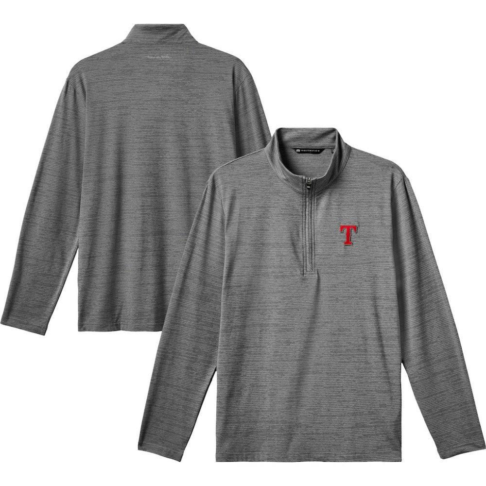 Gray Texas Rangers TravisMathew The Heater Quarter-Zip Pullover Top