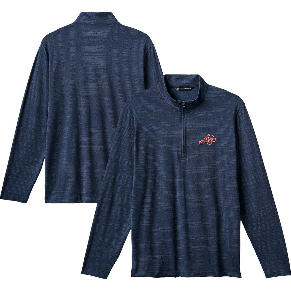 Navy Atlanta Braves TravisMathew The Heater Quarter-Zip Pullover Top