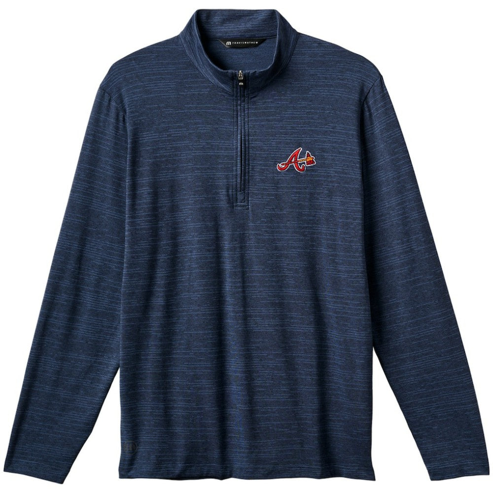 Navy Atlanta Braves TravisMathew The Heater Quarter-Zip Pullover Top