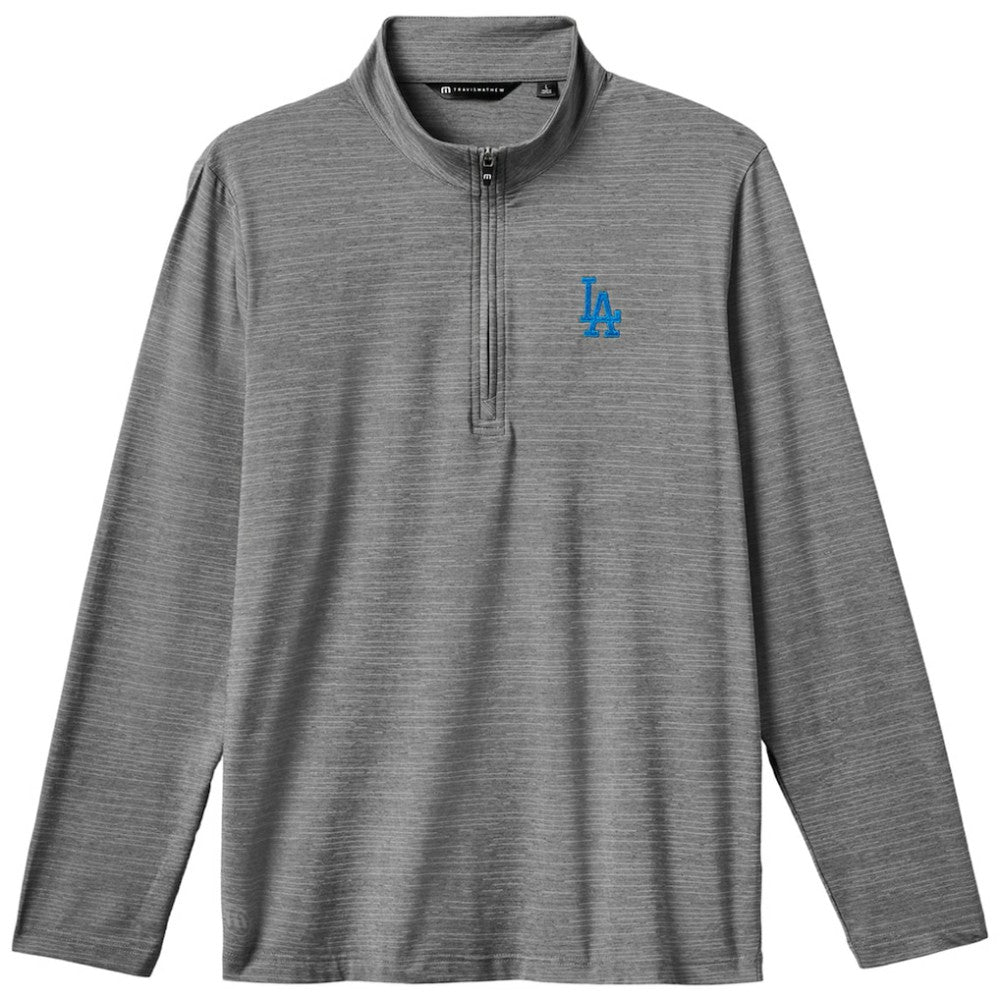 Gray Los Angeles Dodgers TravisMathew The Heater Quarter-Zip Pullover Top