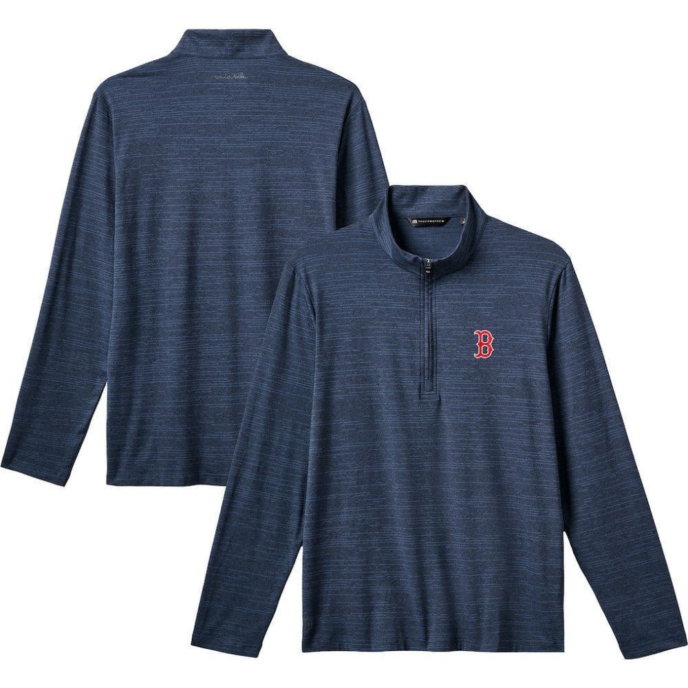 Navy Boston Red Sox TravisMathew The Heater Quarter-Zip Pullover Top