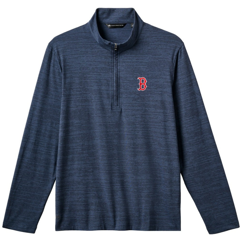 Navy Boston Red Sox TravisMathew The Heater Quarter-Zip Pullover Top