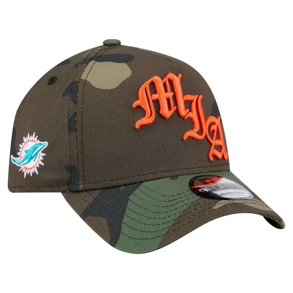 Mystic Camo A-Frame 9FORTY Adjustable Hat - Miami Dolphins Hats