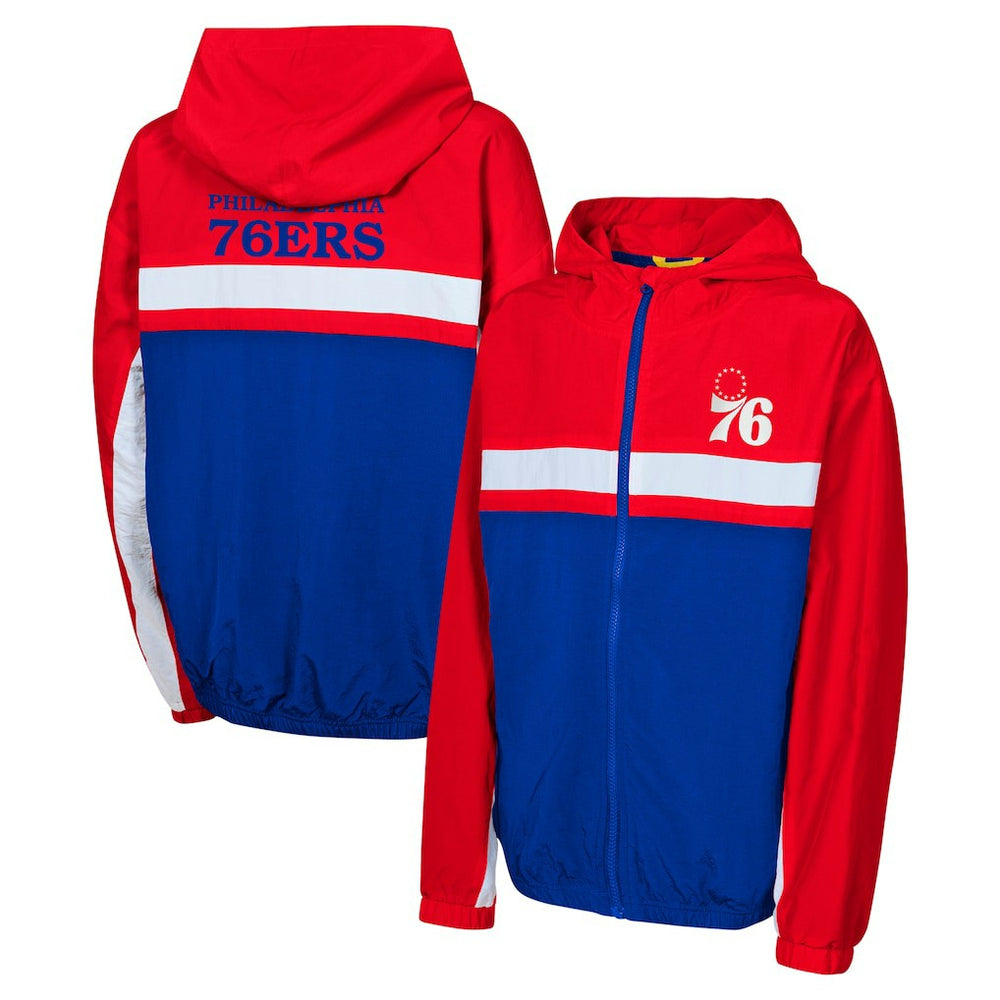 Philadelphia 76ers Youth Headliner Windbreaker Full-Zip Hoodie Jacket