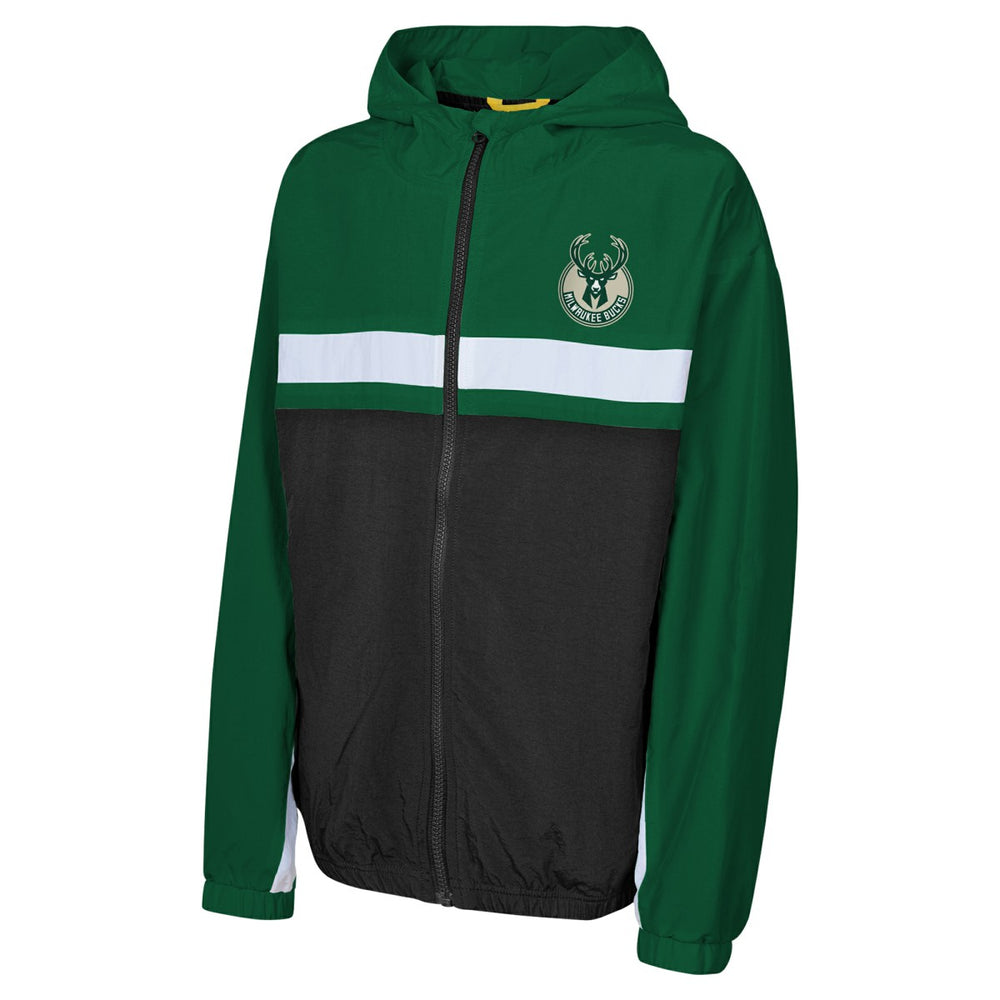 Milwaukee Bucks Youth Headliner Windbreaker Full-Zip Hoodie Jacket