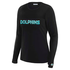 WEAR by Erin Andrews x Gracie Hunt Women's Mesh Panel Long Sleeve T-Shirt - Miami Dolphins T-shirts