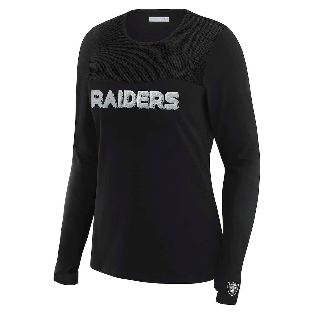 WEAR by Erin Andrews x Gracie Hunt Women's Mesh Panel Long Sleeve T-Shirt - Las Vegas Raiders T-shirts