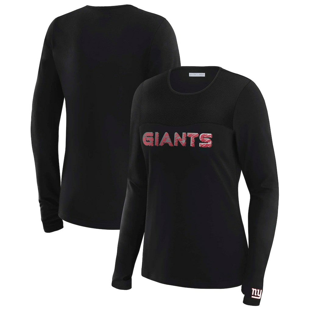 WEAR by Erin Andrews x Gracie Hunt Women's Mesh Panel Long Sleeve T-Shirt - New York Giants T-shirts