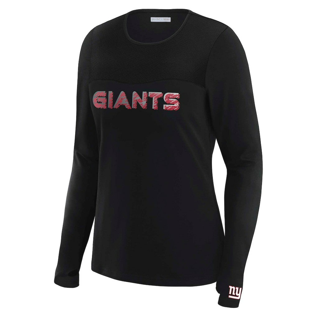 WEAR by Erin Andrews x Gracie Hunt Women's Mesh Panel Long Sleeve T-Shirt - New York Giants T-shirts