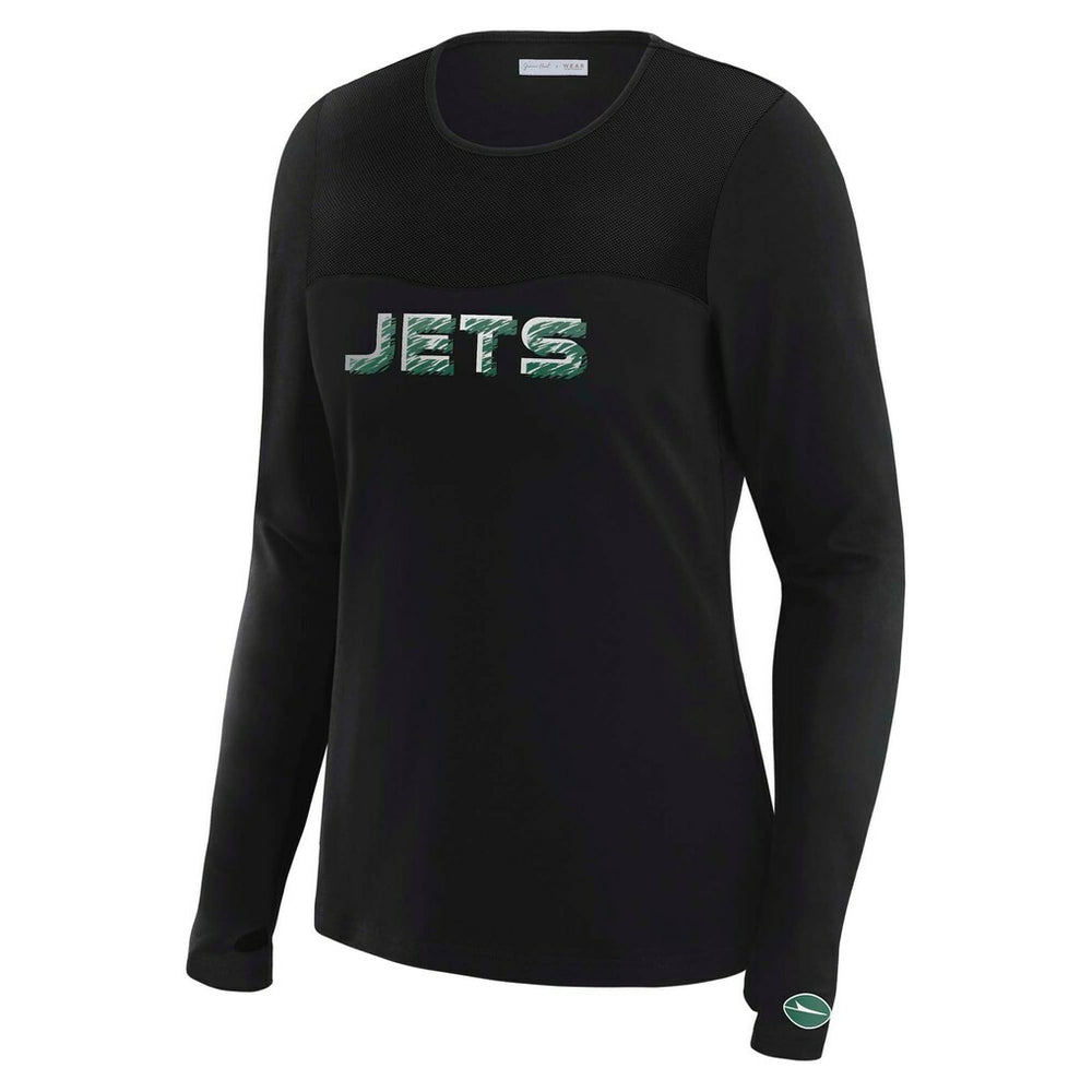WEAR by Erin Andrews x Gracie Hunt Women's Mesh Panel Long Sleeve T-Shirt - New York Jets T-shirts