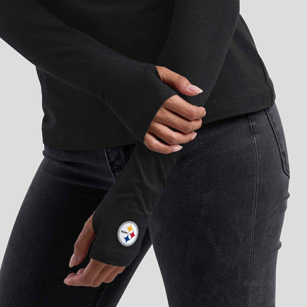 WEAR by Erin Andrews x Gracie Hunt Women's Mesh Panel Long Sleeve T-Shirt - Pittsburgh Steelers T-shirts