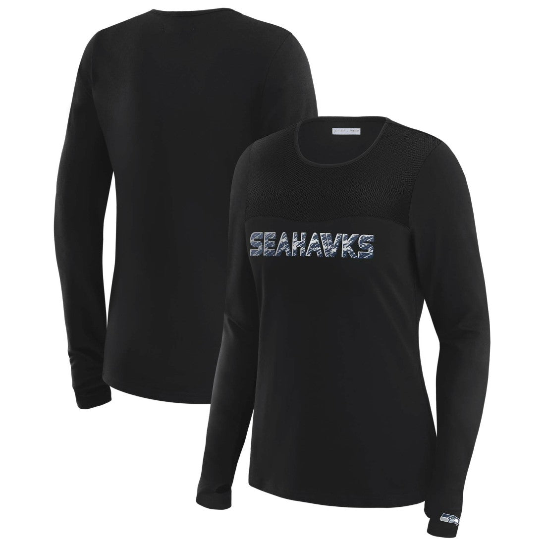 WEAR by Erin Andrews x Gracie Hunt Women's Mesh Panel Long Sleeve T-Shirt - Seattle Seahawks T-shirts
