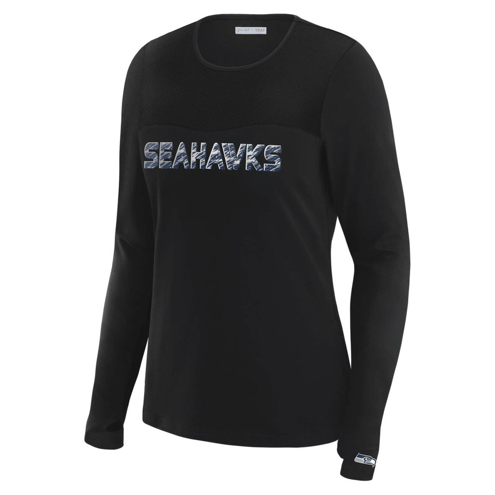 WEAR by Erin Andrews x Gracie Hunt Women's Mesh Panel Long Sleeve T-Shirt - Seattle Seahawks T-shirts