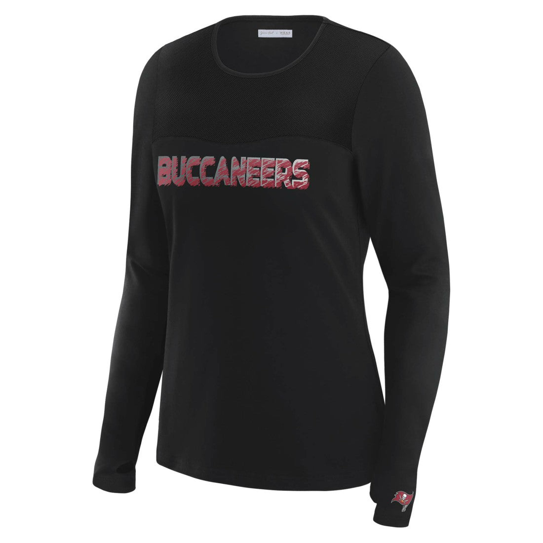WEAR by Erin Andrews x Gracie Hunt Women's Mesh Panel Long Sleeve T-Shirt - Tampa Bay Buccaneers T-shirts