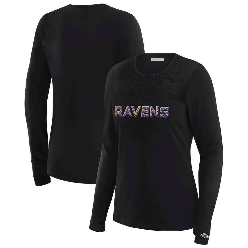 WEAR by Erin Andrews x Gracie Hunt Women's Mesh Panel Long Sleeve T-Shirt - Baltimore Ravens T-shirts