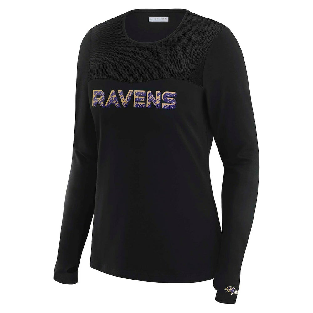 WEAR by Erin Andrews x Gracie Hunt Women's Mesh Panel Long Sleeve T-Shirt - Baltimore Ravens T-shirts