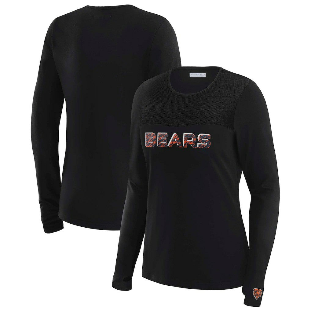 WEAR by Erin Andrews x Gracie Hunt Women's Mesh Panel Long Sleeve T-Shirt - Chicago Bears T-shirts