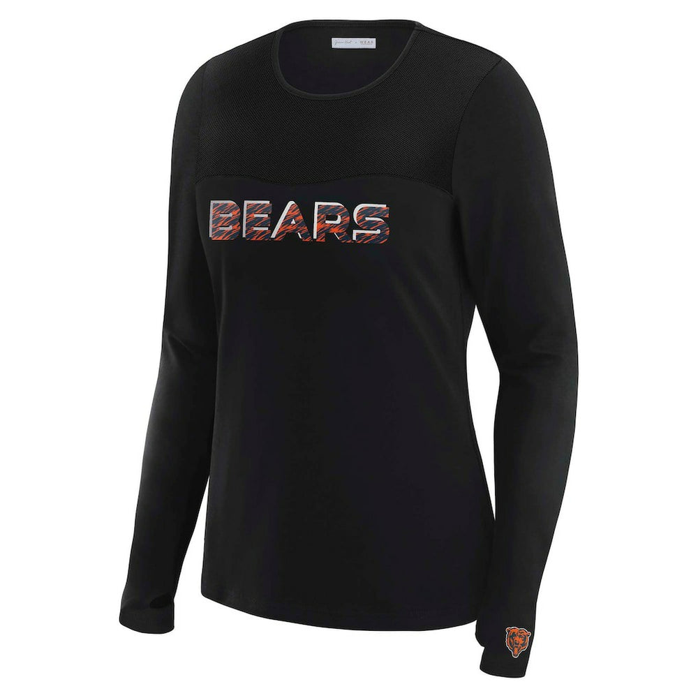 WEAR by Erin Andrews x Gracie Hunt Women's Mesh Panel Long Sleeve T-Shirt - Chicago Bears T-shirts